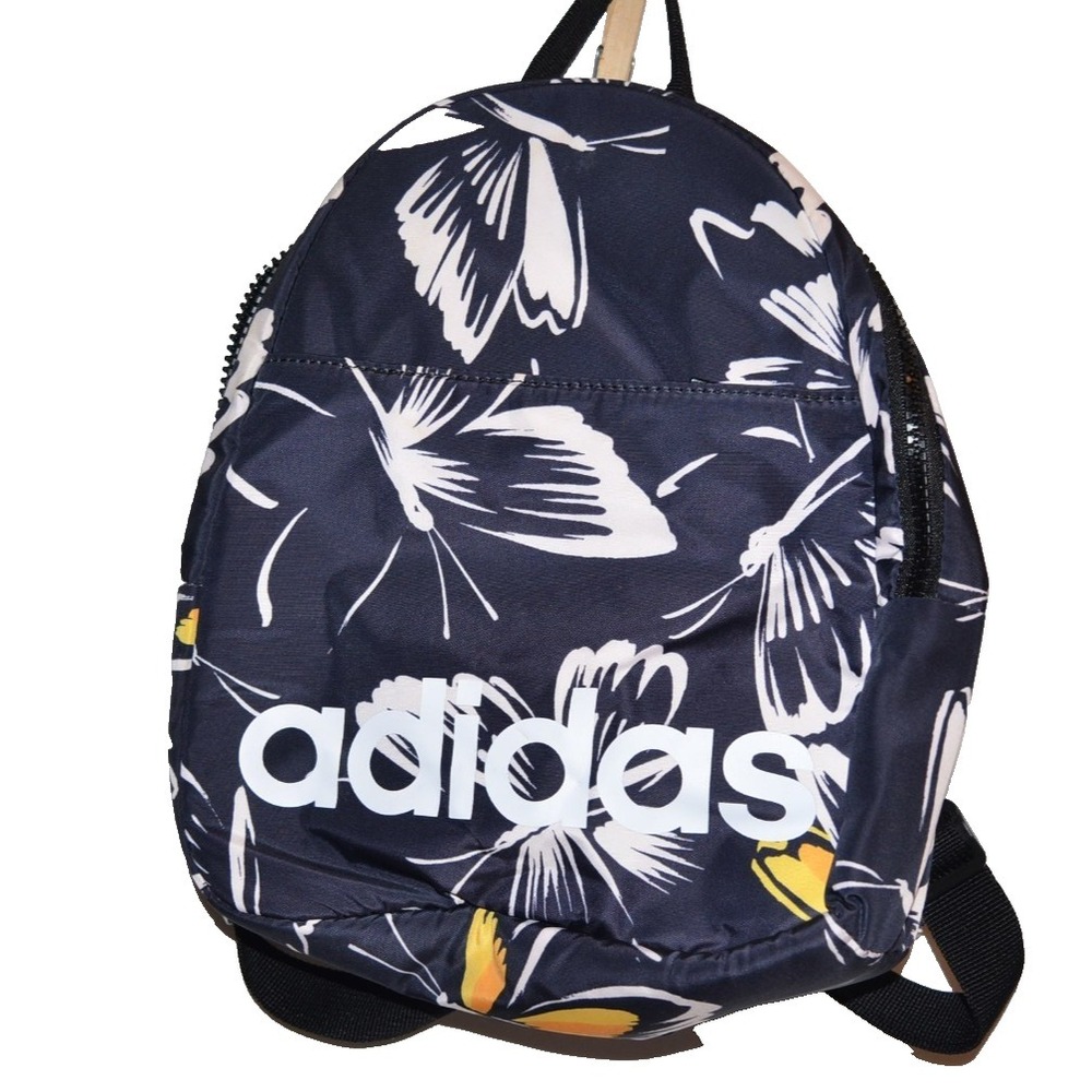 Adidas Core Mini 11" Small Backpack Butterflies Print on Black Butterfly